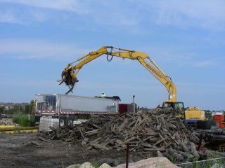 Heavy equipment cleans up a contaminated site