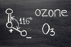 Chemical structure of ozone on a chalkboard