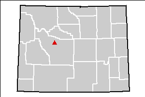 Map of Wyoming showing the Pavillion site 