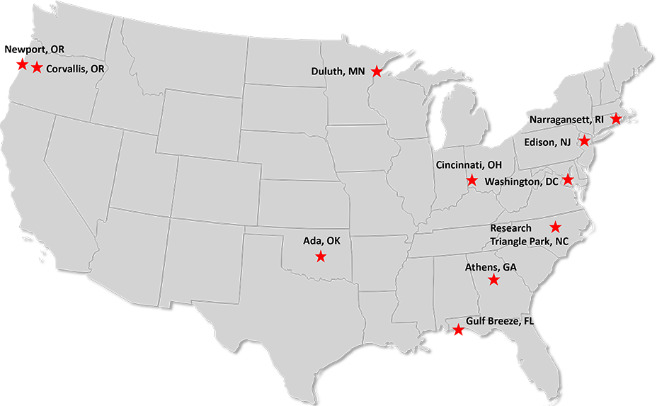 Map showing ORD locations
