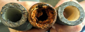 Comparison photo of lead pipes/service lines