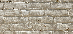 This is a close up picture of a white painted brick wall