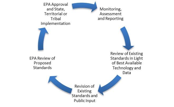 Diagram of process used by state, territory or authorized tribes to proposed water quality standards