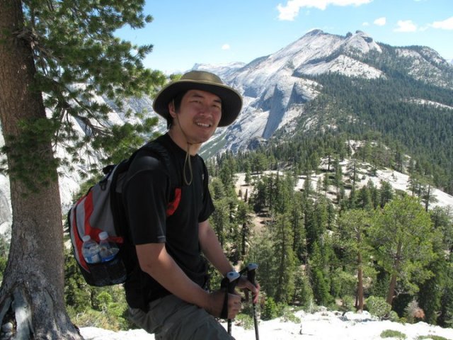 John Lin hiking in Yosemite National Park