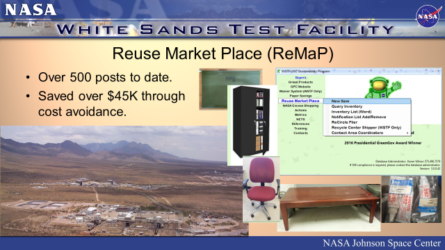 Powerpoint slide on Reuse Market Place NASA