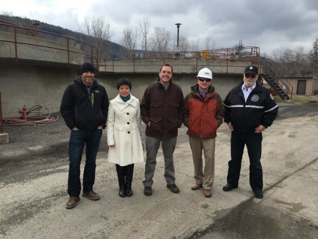 Dr. Cissy Ma with EPA colleagues visiting the wastewater treatment plant in the village of Bath, New York.