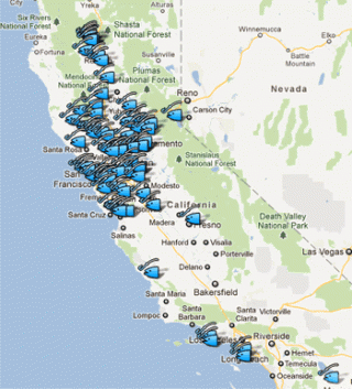Screen capture of OEHHA's Interactive Fish Advisories Map