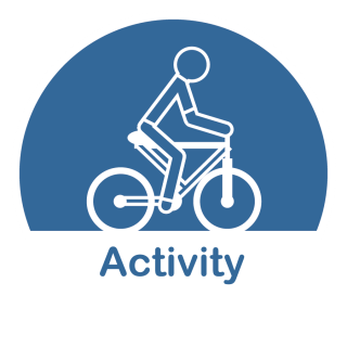 Person on bike icon representing activity