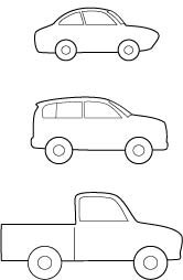 Sketch of car, SUV, and truck.