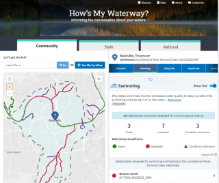 How's My Waterway, click on the map to launch the application