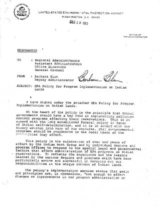 Scanned copy of EPA Policy for Program Implementation on Indian Lands