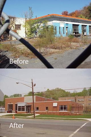 Before and After images of a tank cleanup site