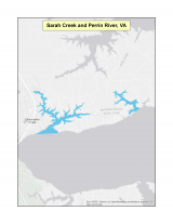 Thumbnail map of Sarah Creek and Perrin River, VA vessel sewage no-discharge zone