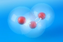 A graphical representation of the ozone molecule structure
