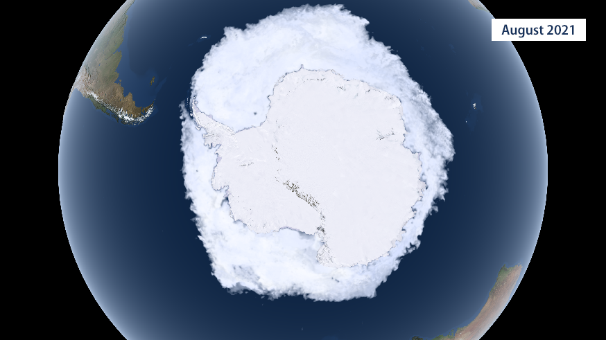 Map of Antarctic sea ice in August 2021