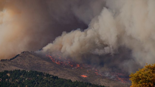 Wildfire smoke aerial view