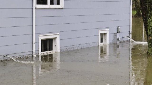 Side of house in floodwater
