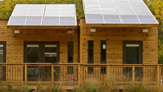 Tiny house with solar panels