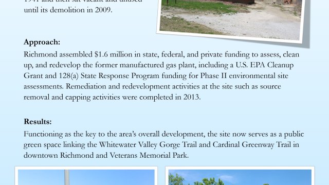EPA Region 5 Brownfields Success. Richmond, IN. Redevelopment Links Downtown Trails and Public Green Space