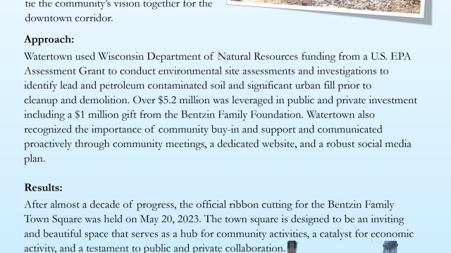 EPA Region 5 Brownfields Success. Watertown, WI. Community Buy-In Creates Riverfront Town Square