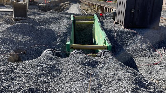 Trench box in the ground