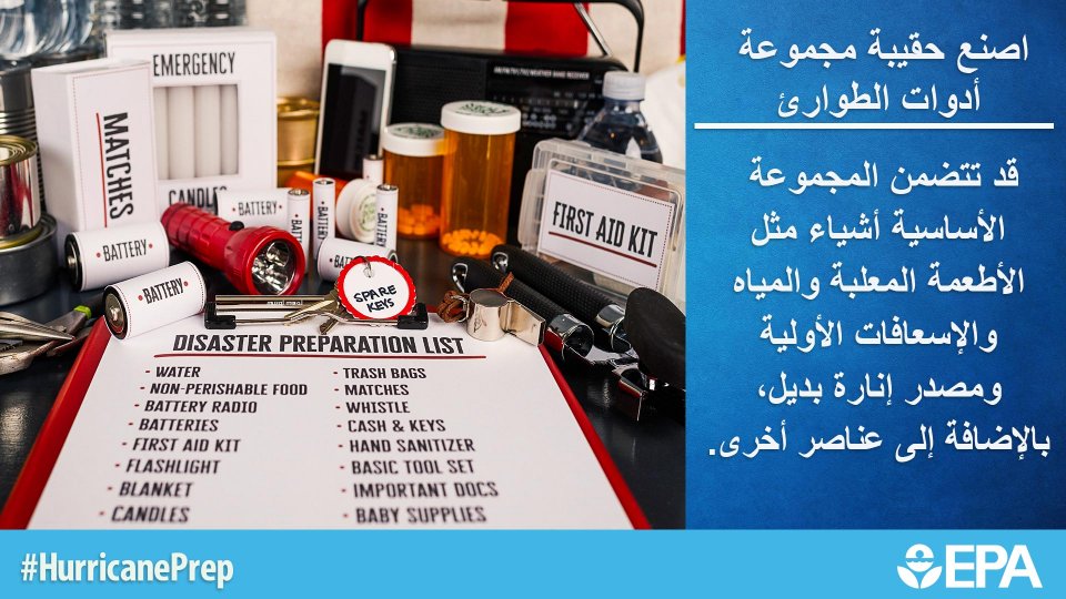Image of list and articles for emergency kit