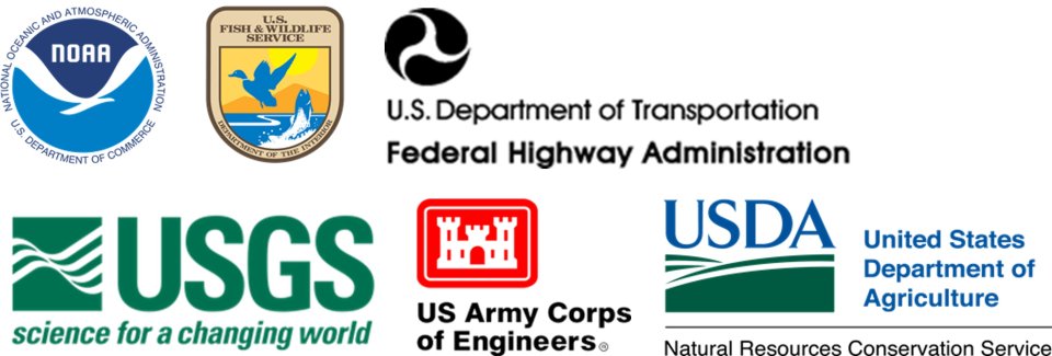 Logos of NOAA, FWS, FHWA, USGS, ACOE, and NRCS