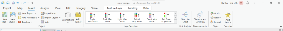 This is the insert tab in ArcGIS Pro for the symbology tab