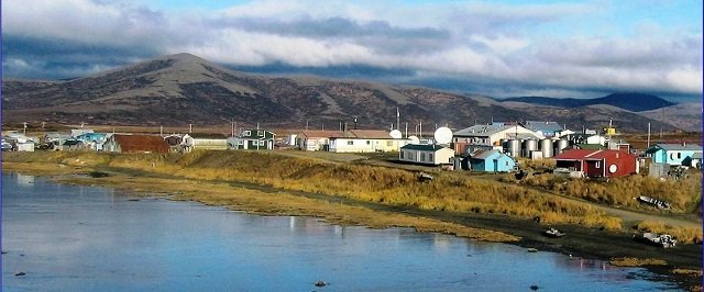 Scenic view of coastal Alaska Native Village