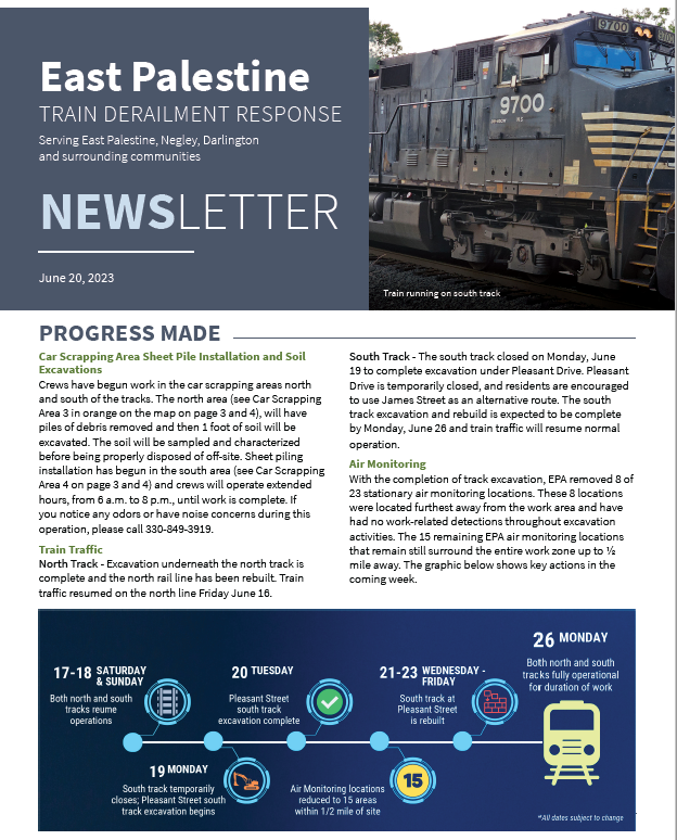 East Palestine Train Derailment newsletter 6-20-2023 thumbnail
