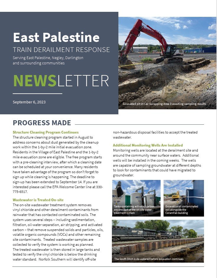 East Palestine train derailment newsletter Sept 8, 2023 thumbnail
