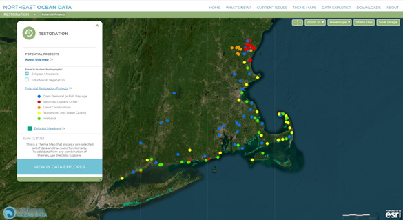 Screenshot of Northeast Ocean Data Map