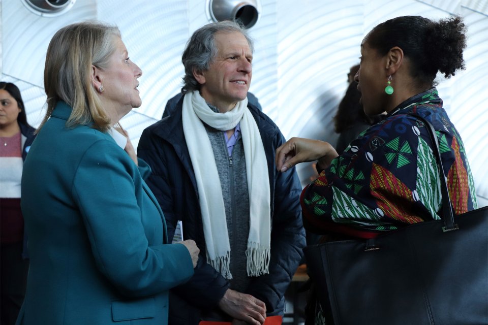 New England Aquarium President & CEO Vikki N. Spruill, EPA New England Regional Administrator David W. Cash, and City of Boston Chief of Environment, Energy, and Open Space Reverend Mariama White-Hammond gathering at the New England Aquarium to highlight the significant role Blue Carbon plays in climate resilience. February 7, 2024.