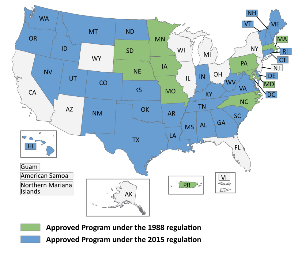 map showing states with approved programs.