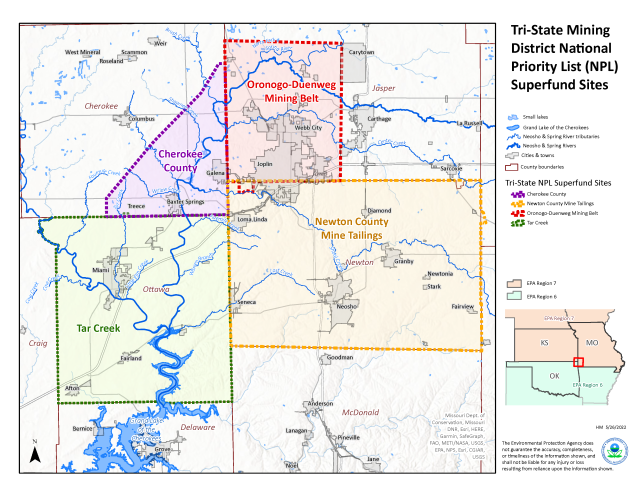 Tri-State Mining District NPL Superfund Sites map