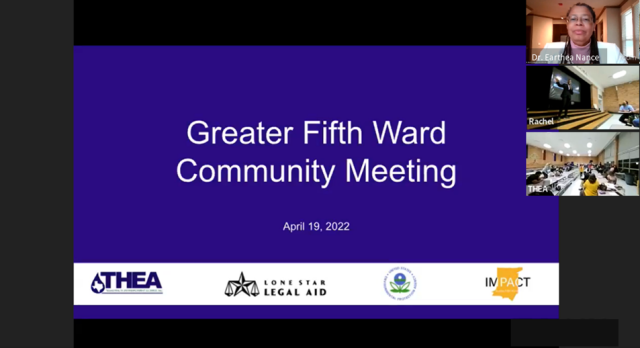 A screenshot of a community meeting held for residents of the Fifth Ward, with Dr. Nance in the upper right corner.
