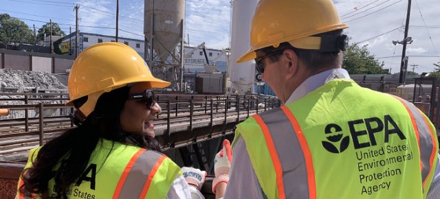 EPA staff tour a water infrastructure project in Seattle. 