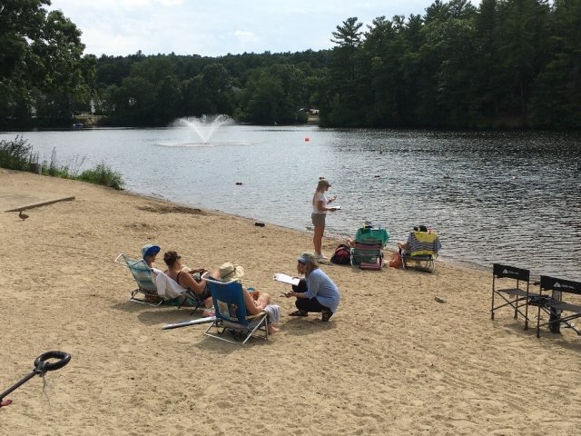 EPA social scientists interview beachgoers about their perceptions of water quality at a small pond in Rhode Island.
