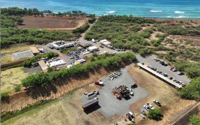 Arial photo of Ukumehame Firing Range staging area with lithium battery de-energization process
