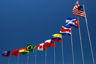 The flags of multiple nations.