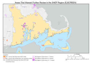 Areas that Warrant Further Review in the SNEP Region (EJScreen)
