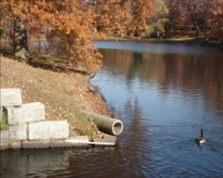 Man-made public ponds in Roger Williams Park with stormwater outfalls draining into them. Photo credit: Horsely Witten Group