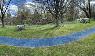 path with picnic tables