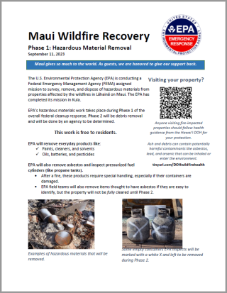 Example of a Maui Wildfire Recovery Fact Sheet
