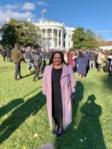 Radhika Fox on the White House lawn