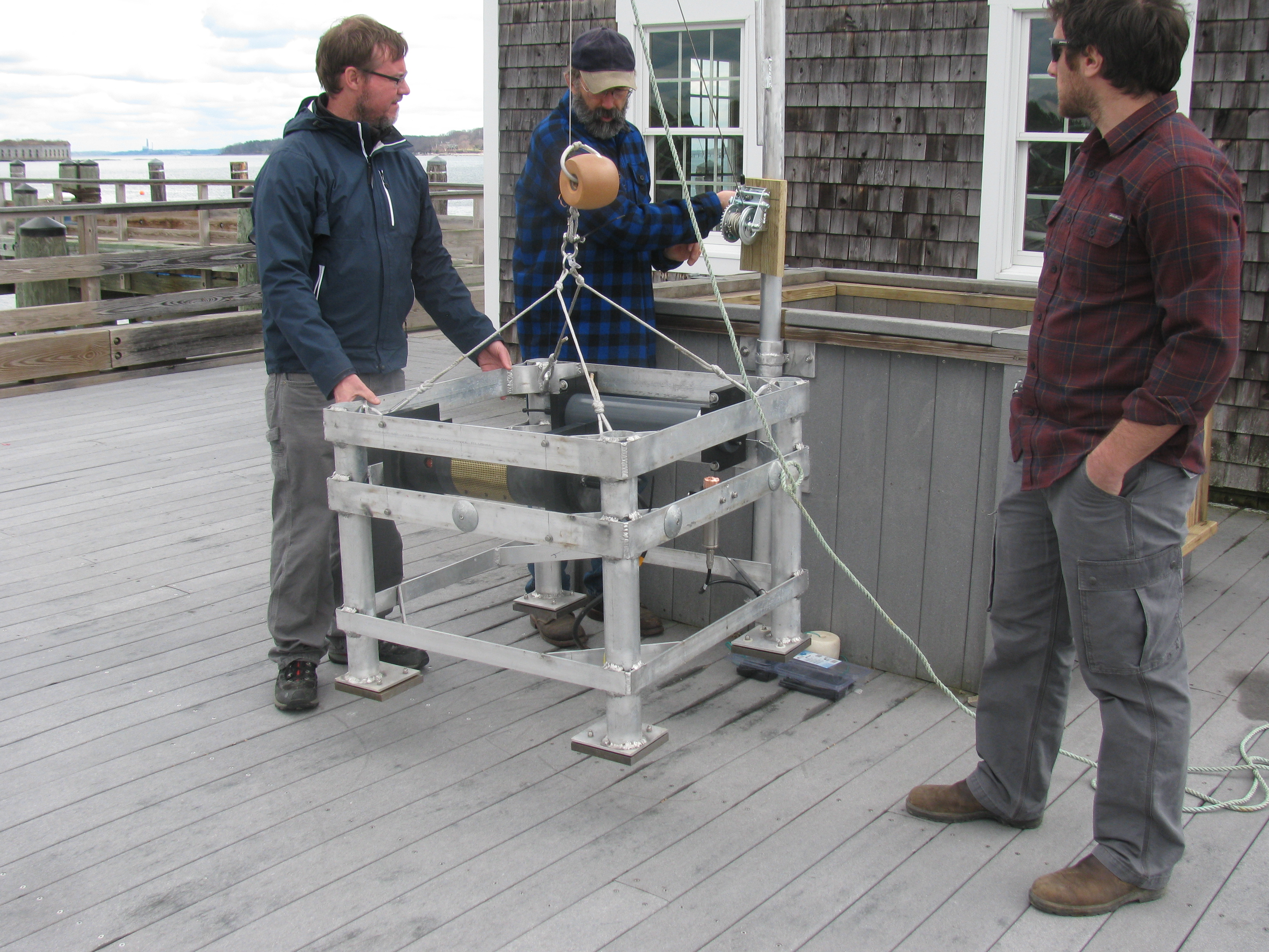 Scientists deploy a device to monitor long-term pH trends in coastal waters