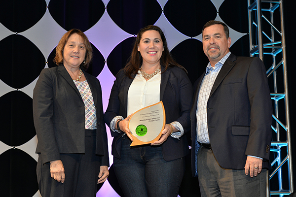 Joe Berg &amp; Dr. Melissa Baum-Haley accept Excellence Award for Sprinkler Spruce-Up Activities for the Municipal Water District of Orange County.