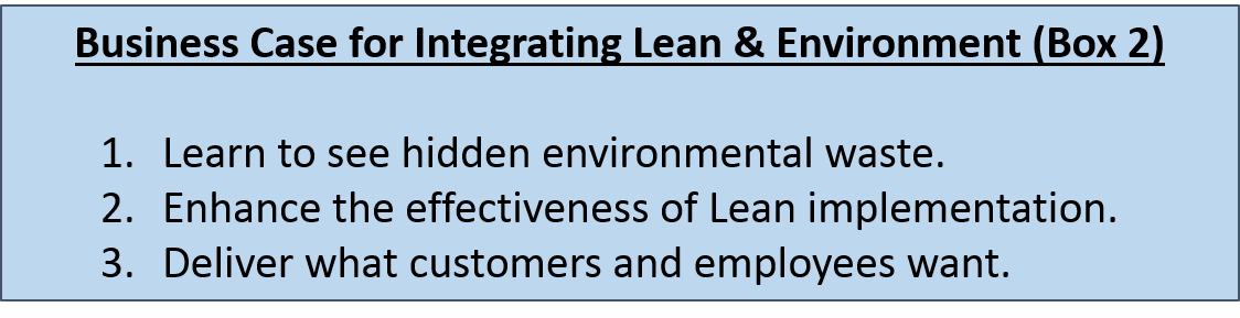 Business Case for Integrating Lean &amp; Environment (Box 2)