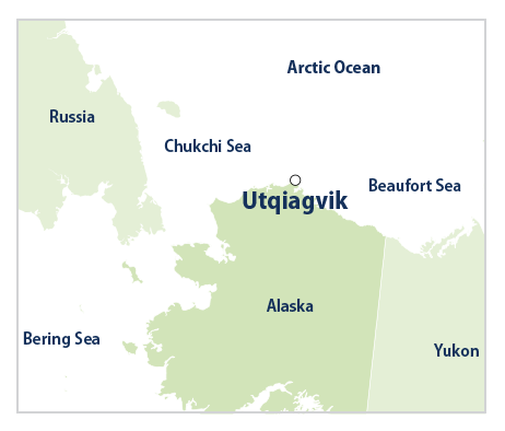 Reference map showing the location of Utqiagvik, Alaska.