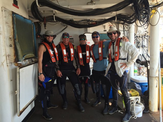 EPA Region 4 staff getting ready to conduct a dive survey at Fernandina Beach, FL Dredged Material Disposal Site.